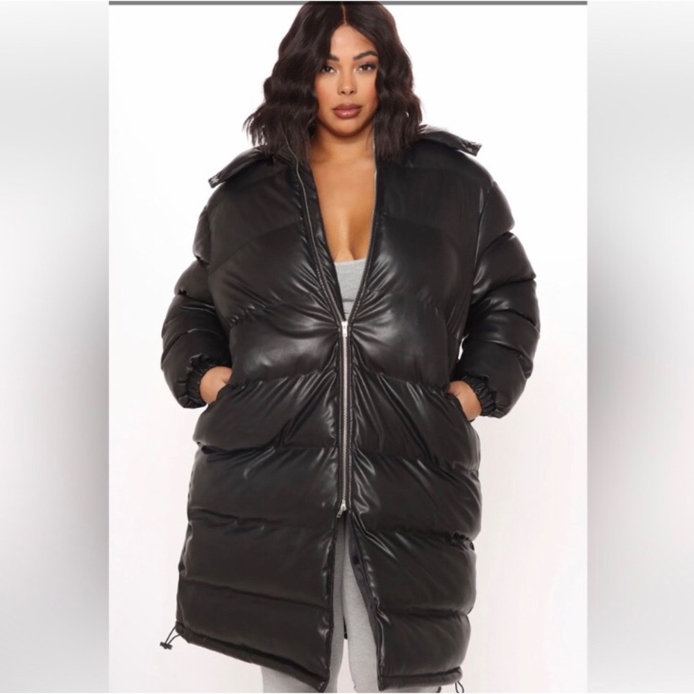 Fashion Nova Above Status Puffer Coat S small faux vegan leather - Picture 7 of 16
